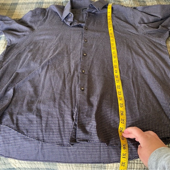 Hart Schaffner Marx Plaid Dress Shirt Button Down Collared Long Sleeve Blue Gray - Picture 8 of 8